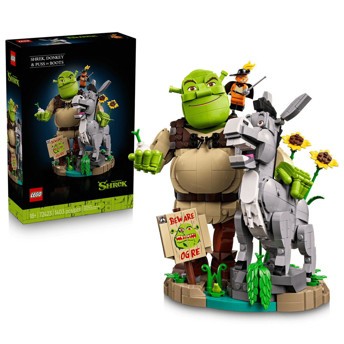 LEGO - Shrek - Shrek, Donkey & Puss in Boots - Building Kit - 72423 - Card Brawlers