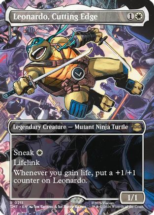 Leonardo, Cutting Edge (Borderless) (TMT-211) - Teenage Mutant Ninja Turtles Foil - Card Brawlers