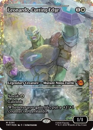 Leonardo, Cutting Edge (Showcase) (Fracture Foil) (TMT-291) - Teenage Mutant Ninja Turtles Foil - Card Brawlers