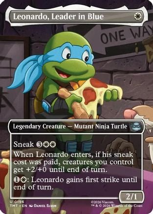 Leonardo, Leader in Blue (Borderless) (TMT-196) - Teenage Mutant Ninja Turtles Foil - Card Brawlers