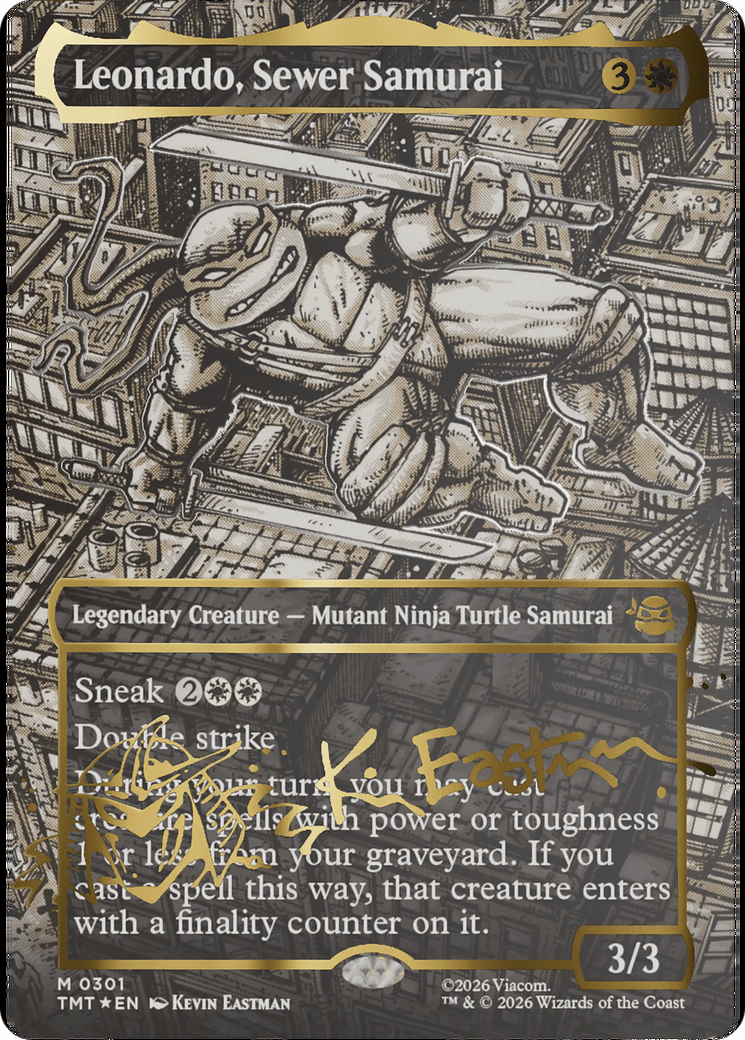 Leonardo, Sewer Samurai (Borderless) (Gold - Stamped Signature) [Teenage Mutant Ninja Turtles] - Card Brawlers