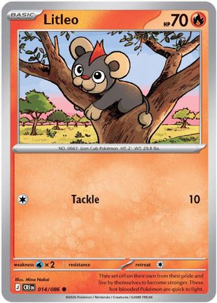 Litleo (014/null) - Reverse Holofoil [ME04 Chaos Rising] - Card Brawlers
