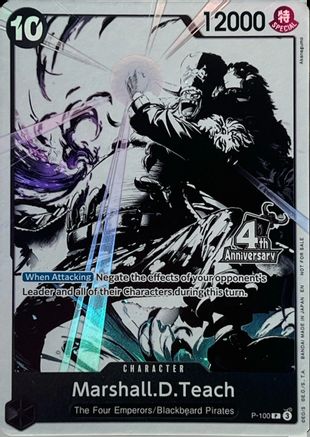 Marshall.D.Teach (4th Anniversary Treasure Campaign Pack) (P-100) - One Piece Promotion Cards Foil - Card Brawlers