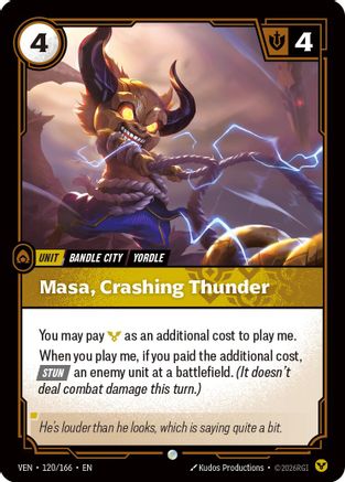 Masa, Crashing Thunder (120/166) - Vendetta Foil - Card Brawlers