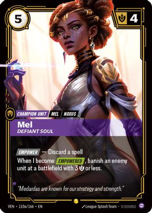 Mel - Defiant Soul (Alternate Art) (110a/166) - Vendetta Foil - Card Brawlers