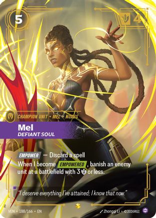 Mel - Defiant Soul (Overnumbered) (188/166) - Vendetta Foil - Card Brawlers