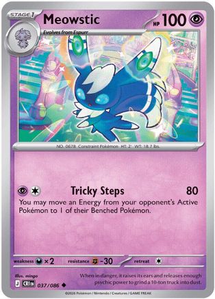 Meowstic (037/null) - Reverse Holofoil [ME04 Chaos Rising] - Card Brawlers