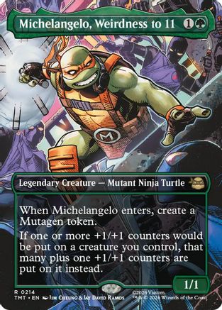 Michelangelo, Weirdness to 11 (Borderless) (TMT-214) - Teenage Mutant Ninja Turtles Foil - Card Brawlers