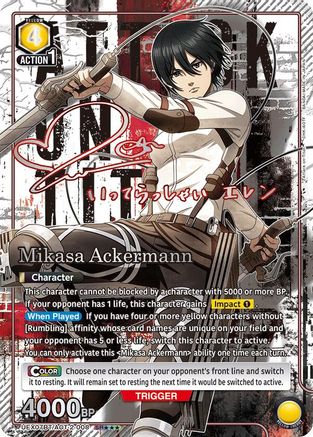 Mikasa Ackermann (008) (SR***) (UEX07BT/AOT-2-008) - UEX07BT Attack on Titan Vol 2 Foil - Card Brawlers