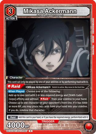 Mikasa Ackermann (067) (UEX07BT/AOT-2-067) - UEX07BT Attack on Titan Vol 2 Foil - Card Brawlers