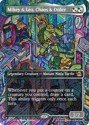 Mikey & Leo, Chaos & Order (Borderless) (TMT-200) - Teenage Mutant Ninja Turtles Foil - Card Brawlers