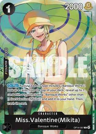 Miss.Valentine(Mikita) (Dash Pack) (OP14-087) - The Azure Sea's Seven Foil - Card Brawlers