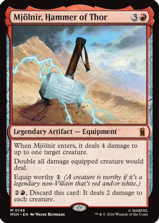 Mjolnir, Hammer of Thor (MSH-146) - Marvel Super Heroes - Card Brawlers