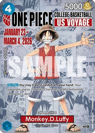 Monkey.D.Luffy (055) (College Basketball US Voyage) (P-055) - One Piece Promotion Cards Foil - Card Brawlers