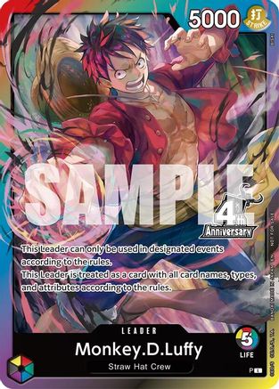 Monkey.D.Luffy (4th Anniversary Leader Card) - One Piece Promotion Cards - Card Brawlers