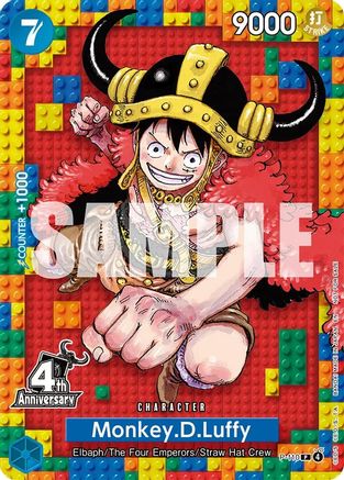 Monkey.D.Luffy (4th Anniversary) (P-110) - One Piece Promotion Cards - Card Brawlers