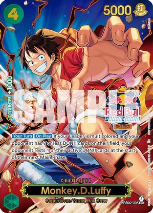 Monkey.D.Luffy (Red Bull Double Don!!) (Winner) (Textured) (PRB02-005) - One Piece Promotion Cards Foil - Card Brawlers