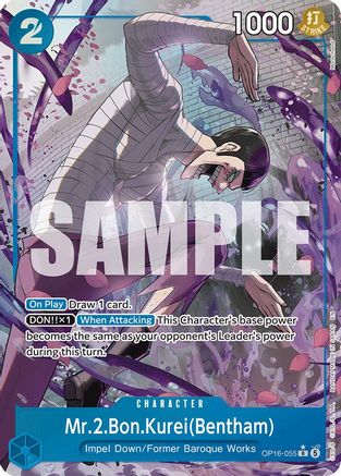 Mr.2.Bon.Kurei(Bentham) (055) (Alternate Art) (OP16-055) - The Time of Battle Foil - Card Brawlers