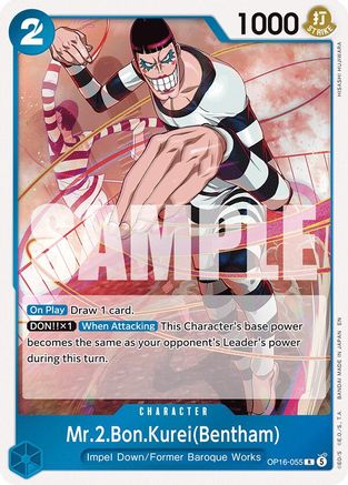 Mr.2.Bon.Kurei(Bentham) (055) (OP16-055) - The Time of Battle Foil - Card Brawlers