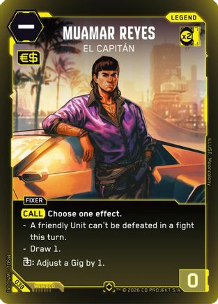 Muamar Reyes - El Capitan (Rare) (038) - Welcome to Night City Retail Foil - Card Brawlers