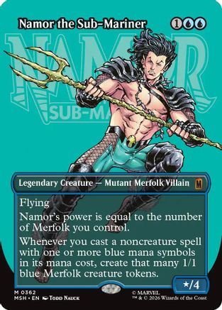 Namor the Sub-Mariner (Borderless) (0362) (MSH-362) - Marvel Super Heroes Foil - Card Brawlers
