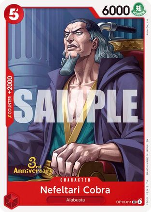Nefeltari Cobra (OP13-011) - Carrying On His Will: 3rd Anniversary Tournament Cards - Card Brawlers