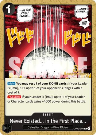 Never Existed... in the First Place... (OP13-098) - Carrying On His Will: 3rd Anniversary Tournament Cards - Card Brawlers