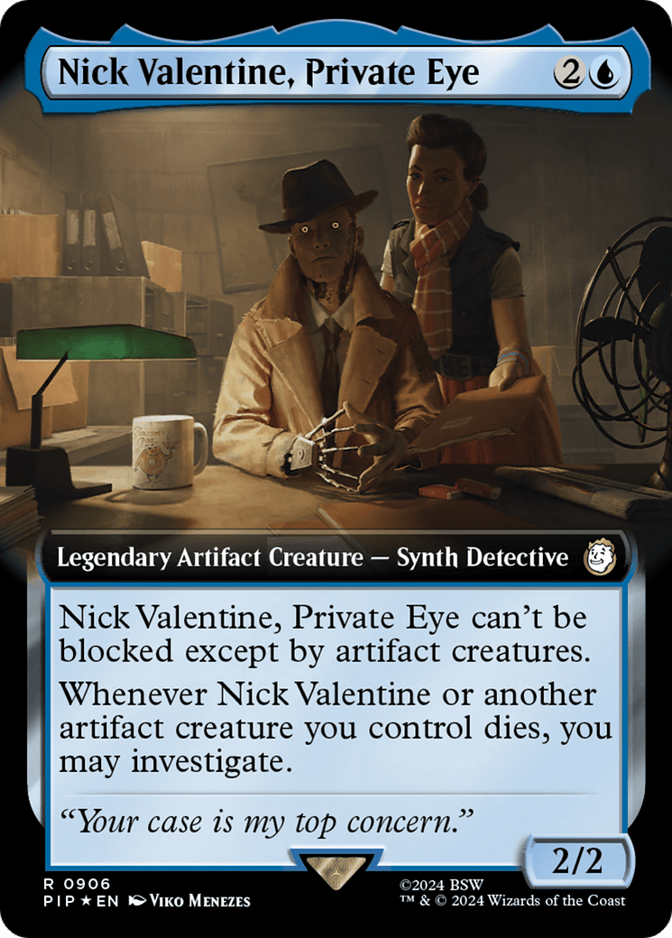 Nick Valentine, Private Eye (Extended Art) (Surge Foil) [Fallout] - Card Brawlers