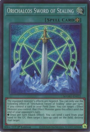 Orichalcos Sword of Sealing (Secret Rare) (MAMO-EN022) - Magnificent Monsters 1st Edition - Card Brawlers