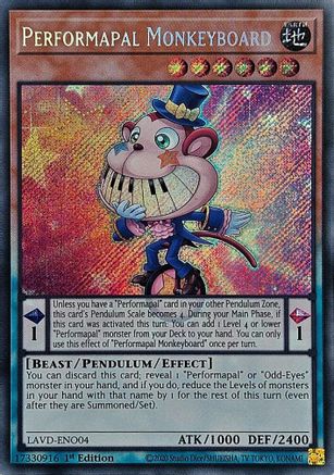 Performapal Monkeyboard (Secret Rare) (LAVD-ENO04) - Legendary Arc-V Decks 1st Edition - Card Brawlers