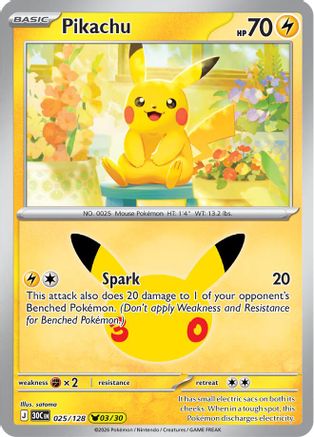 Pikachu (025/128) - Holofoil [ME 30th Celebration] - Card Brawlers