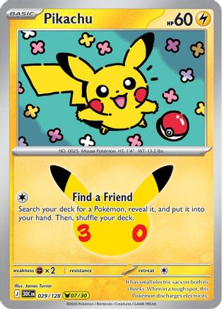 Pikachu (029/128) - Holofoil [ME 30th Celebration] - Card Brawlers