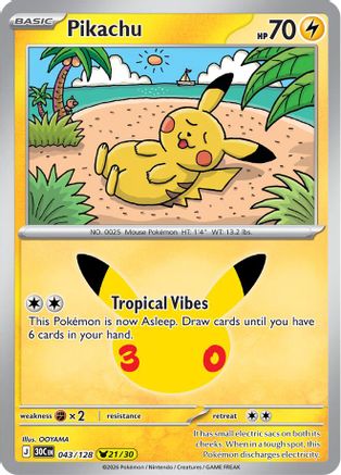 Pikachu (043/128) - Holofoil [ME 30th Celebration] - Card Brawlers
