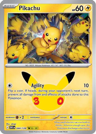 Pikachu (044/128) - Holofoil [ME 30th Celebration] - Card Brawlers