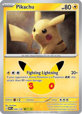 Pikachu (049/128) - Holofoil [ME 30th Celebration] - Card Brawlers