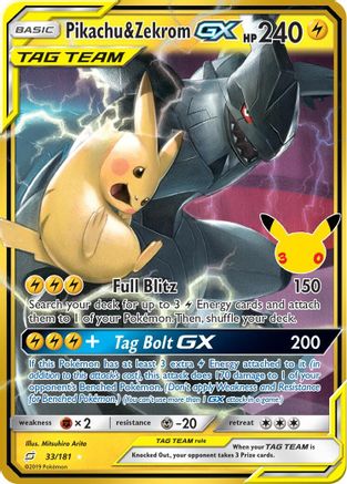 Pikachu & Zekrom GX (033/181) - Holofoil [ME 30th Celebration Classic Collection] - Card Brawlers