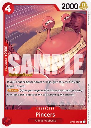 Pincers (OP15-013) - Adventure on Kami's Island Release Event Cards - Card Brawlers