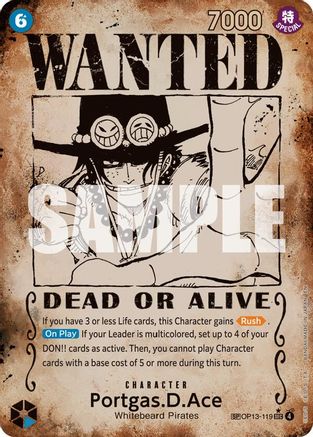 Portgas.D.Ace (119) (Wanted Poster) (OP13-119) - Carrying On His Will Foil - Card Brawlers