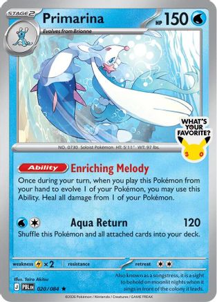 Primarina (020/084) - Holofoil [Miscellaneous Cards & Products] - Card Brawlers