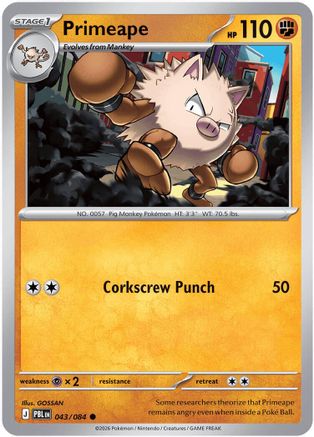 Primeape (043/null) - Reverse Holofoil [ME05 Pitch Black] - Card Brawlers
