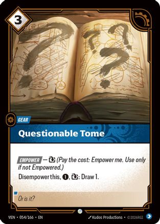 Questionable Tome (054/166) - Vendetta Foil - Card Brawlers