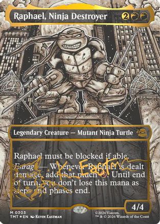 Raphael, Ninja Destroyer (Borderless) (Gold-Stamped Signature) (TMT-303) - Teenage Mutant Ninja Turtles Foil - Card Brawlers