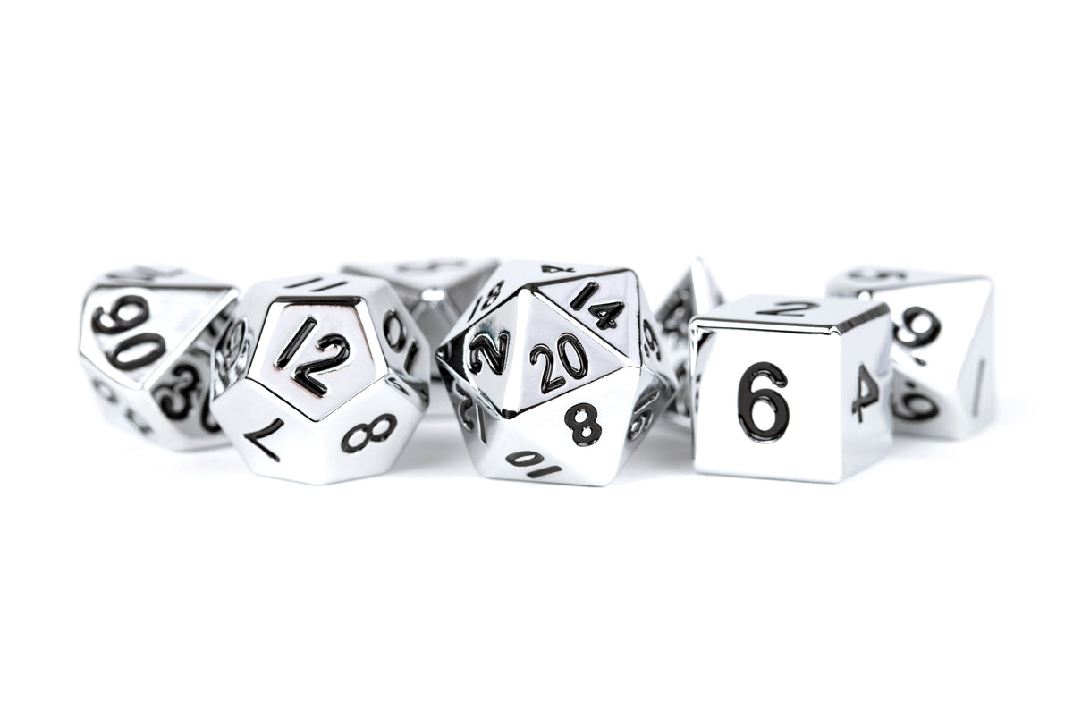 Metallic Dice Games - Metal 7 Dice Set - Silver 16MM - Card Brawlers - Card Brawlers | Quebec | Canada |