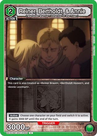 Reiner, Bertholdt, & Annie (UEX07BT/AOT-2-059) - UEX07BT Attack on Titan Vol 2 - Card Brawlers