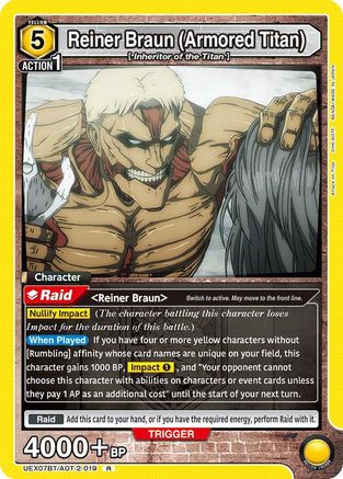 Reiner Braun (Armored Titan) (019) (UEX07BT/AOT-2-019) - UEX07BT Attack on Titan Vol 2 Foil - Card Brawlers
