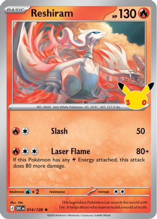 Reshiram (014/null) - Holofoil [ME 30th Celebration] - Card Brawlers