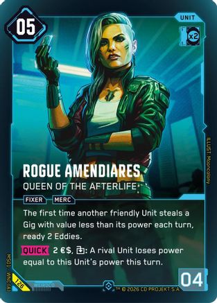 Rogue Amendiares - Queen of the Afterlife (Epic) (126) - Welcome to Night City Retail Foil - Card Brawlers