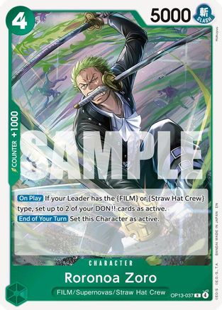 Roronoa Zoro (OP13-037) - Carrying On His Will Foil - Card Brawlers