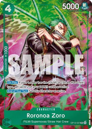Roronoa Zoro (OP13-037) (OP13-037) - Adventure on Kami's Island Foil - Card Brawlers