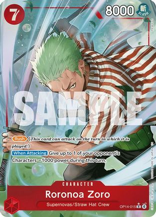 Roronoa Zoro - OP14-015 (Alternate Art) (OP14-015) - The Azure Sea's Seven Foil - Card Brawlers